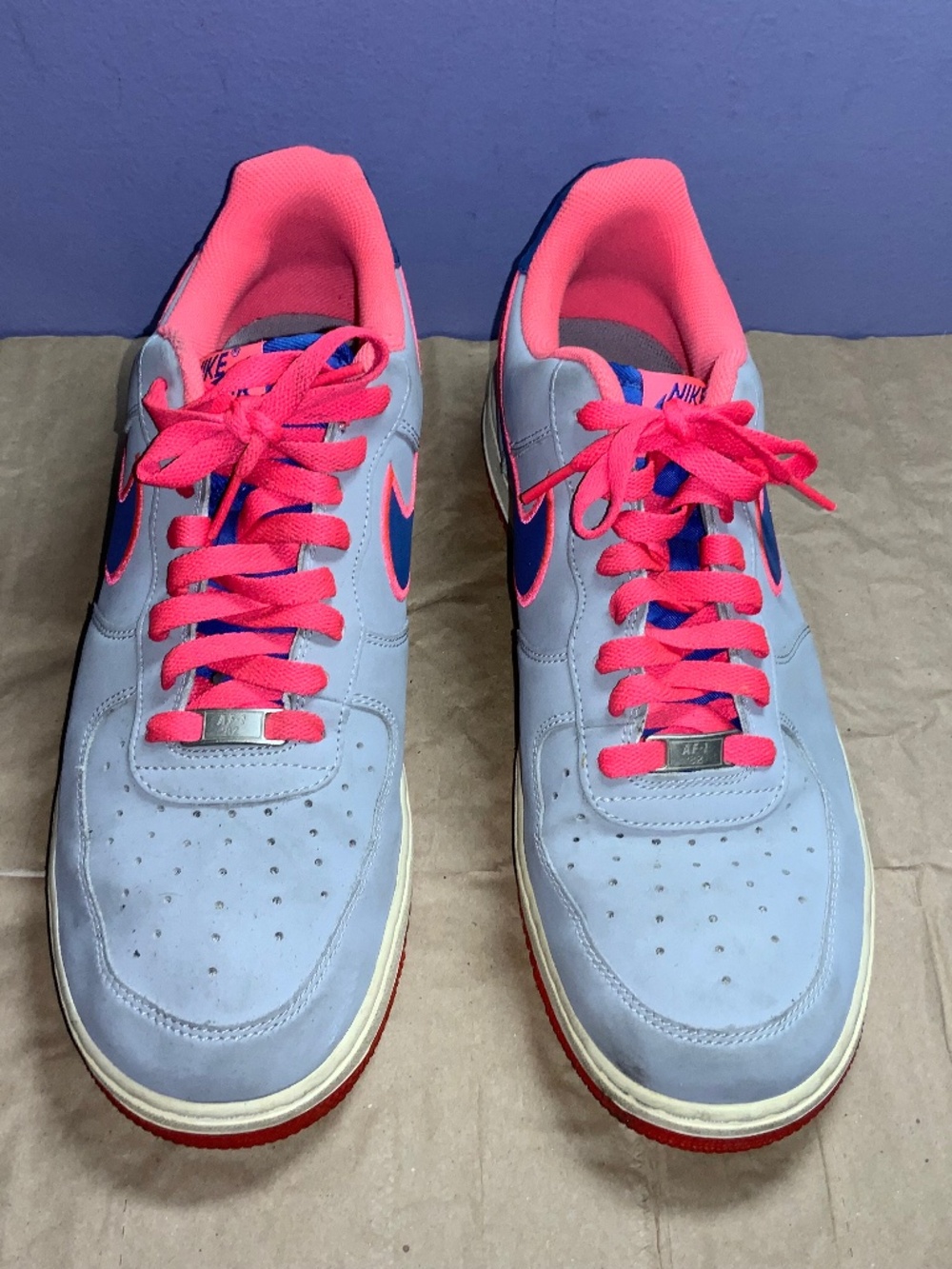 Nike Air Force 1 Mens Wolf Gray Game Royal Hot Punch Size 11.5 488298-013